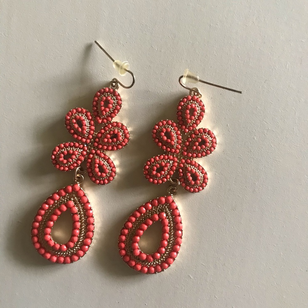 Gold & Coral Earrings